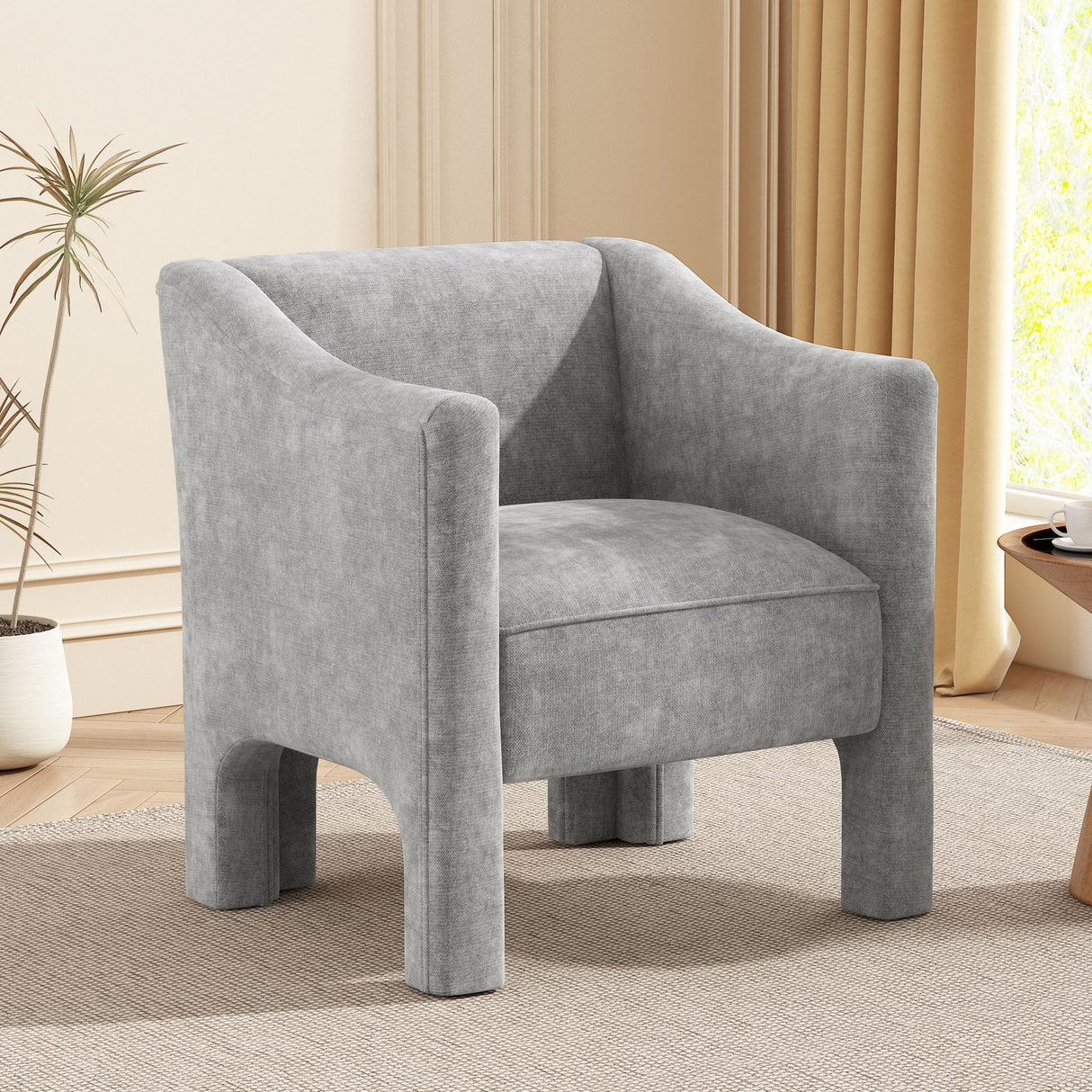 Barrel Accent Chair With Enclosed Arms