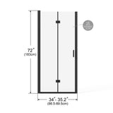 Bifold Frameless Glass Shower Door With Pivot Swing Panel, Tempered Clear Glass
