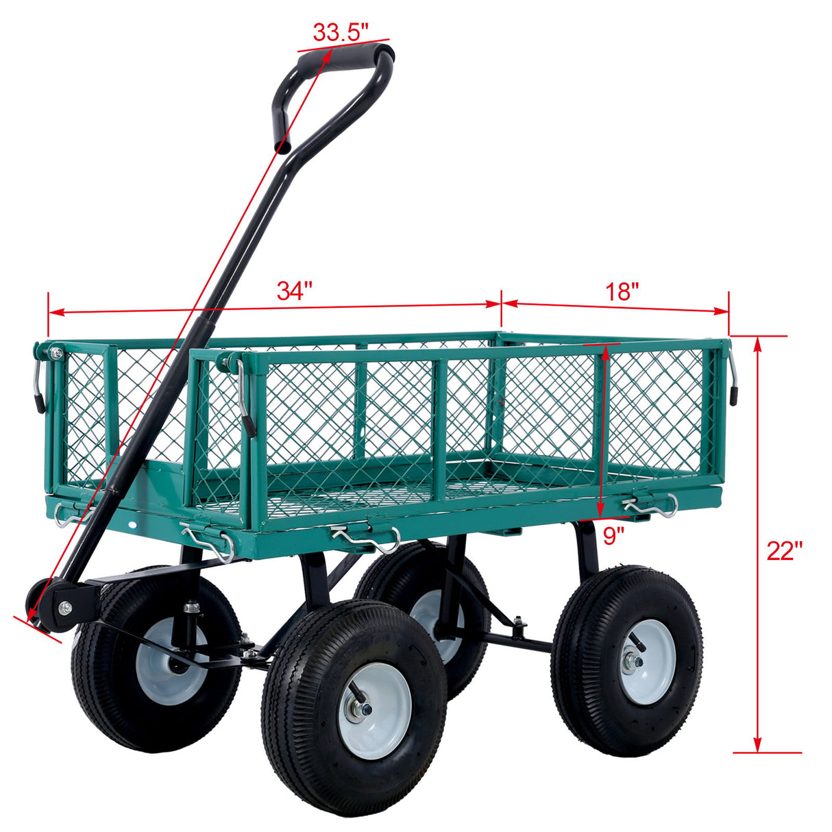 Heavy Duty Steel Garden Cart With Mesh Sides