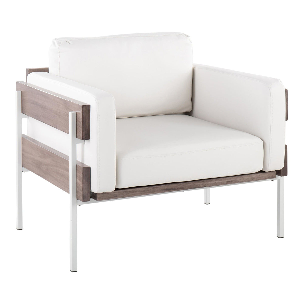 Kari - Farmhouse Accent Chair - White Metal, Gray Wood