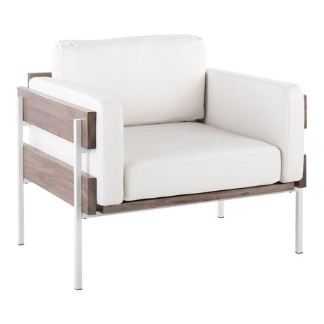 Kari - Farmhouse Accent Chair - White Metal, Gray Wood