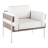 Kari - Farmhouse Accent Chair - White Metal, Gray Wood
