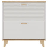 Narrow - Entryway Shoe Storage Cabinet With 2 Flip Drawers Legs - Natural / White