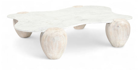 Liona - Marble And Acacia Wood Coffee Table