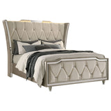Mika - LED Upholstered Bed With Tufted Wingback Headboard And Ambient Lighting