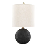 Kona - 23" Polyresin Table Lamp (Set of 2) - Matte Black Polyresin, Brass And Natural Linen Shade from Grandview Gallery