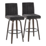 Hannah - Fixed-Height Barstool With Swivel And Round Black Metal Footrest (Set of 2) - Walnut Glazed Wood