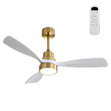 48" Ceiling Fan With 3 Blades Body, Remote Control Reversible DC Motor For Living Room - Gold