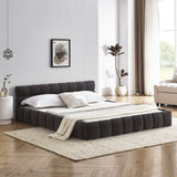 Modern Platform Bed Frame With Thick Chenille Fabric