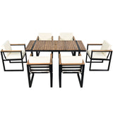 7 Pieces Outdoor Dining Set Patio Dining Table And Chair Set With And Removable Cushions For Patio