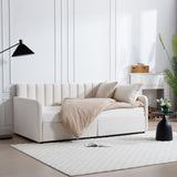 Flora - Upholstered Daybed With 2 Drawers Ribbed Tufted Backrest in Lavish Modern Design