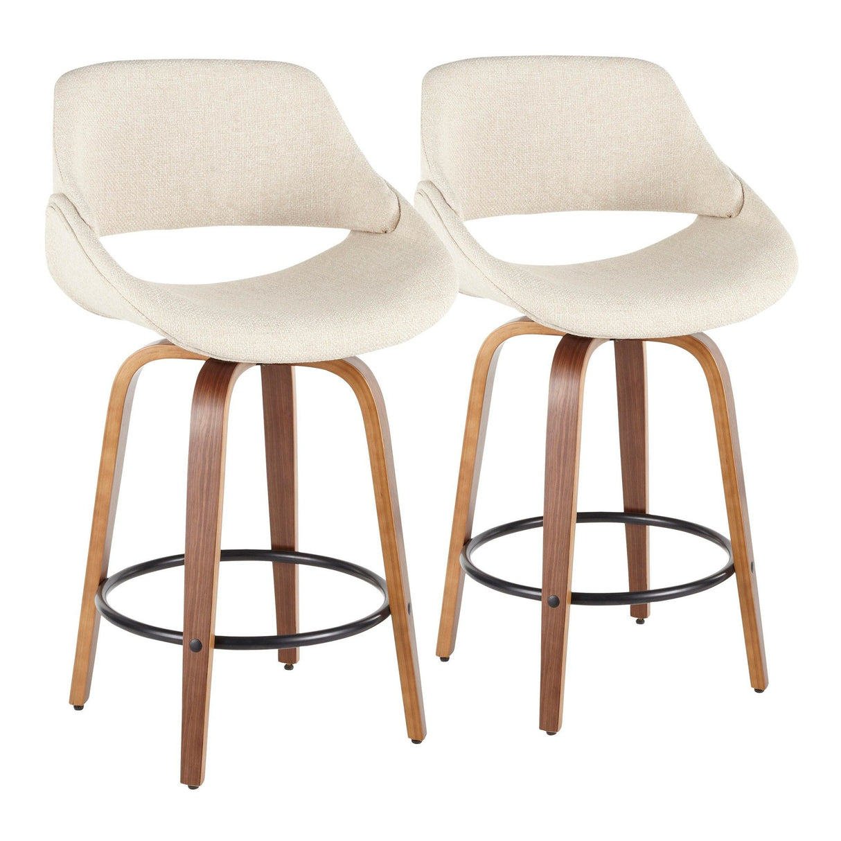 Fabrizzi - Counter Stool - Walnut Round Base (Set of 2)