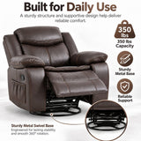 Rocker Recliner Chair With Manual Recline And 360° Swivel Base
