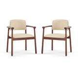 Dining Room Chairs, Ideal For Home & Kitchen (Set of 2) - Beige / Dark Walnut