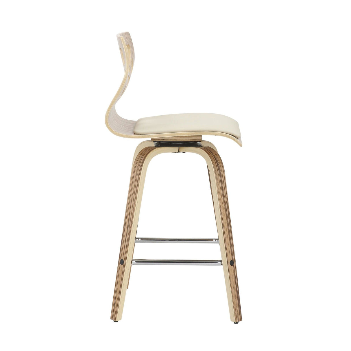 Folia - Counter Stool (Set of 2) - Zebra Wood And Cream Faux Leather