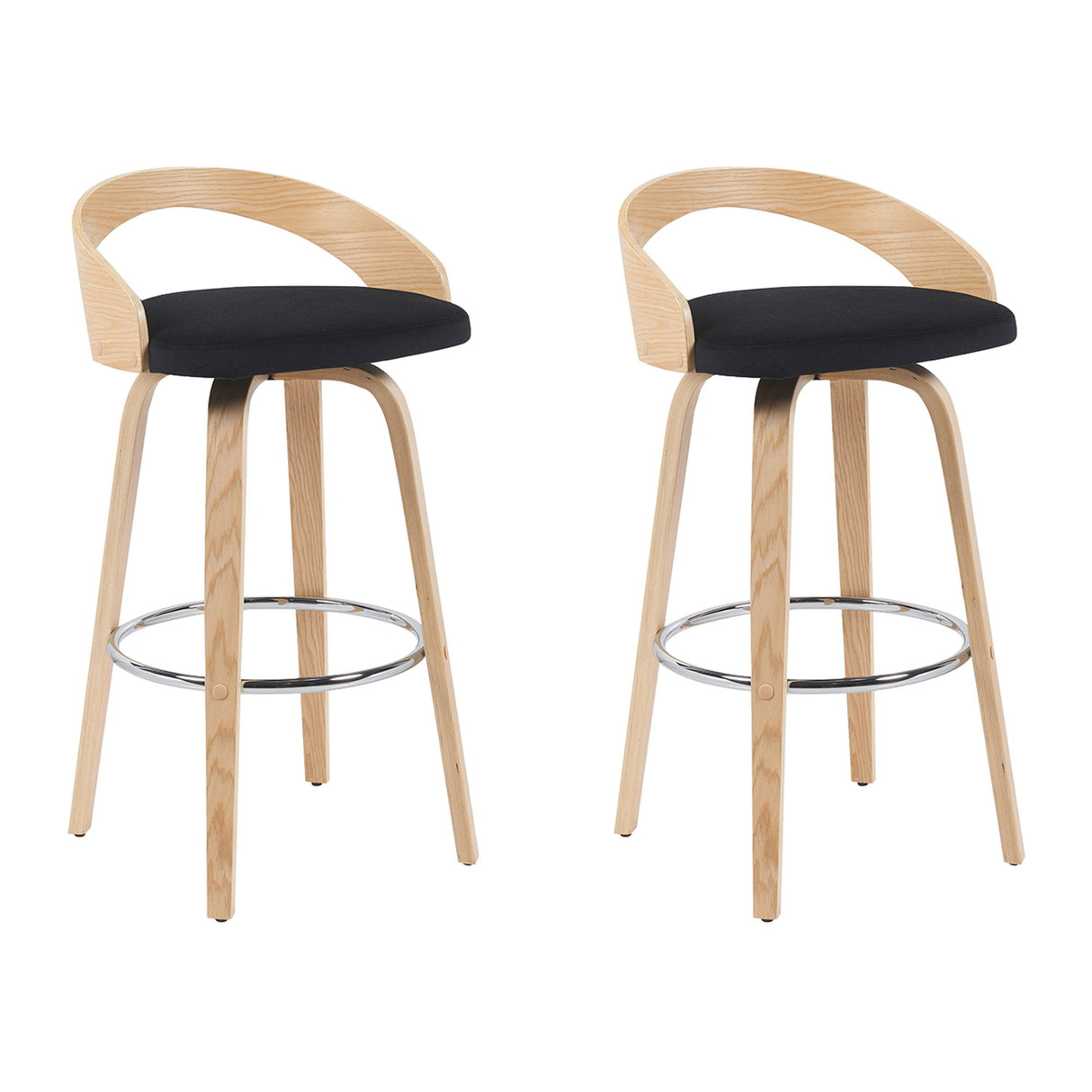 Sonia - Modern Swivel Bar Height Stool - Patterned Oak Wood Finish