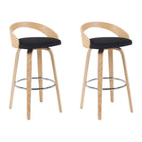 Sonia - Modern Swivel Bar Height Stool - Patterned Oak Wood Finish