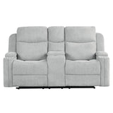 Galya - Motion Loveseat With Console - Light Gray Chenille