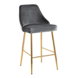 Marcel - 25" Glam Fixed-Height Counter Stool (Set of 2) - Gold Metal And Blue Velvet