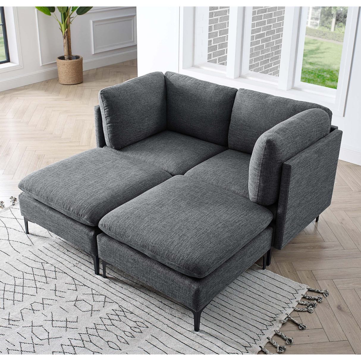 Upholstered Modular Sectional & Tall Legs