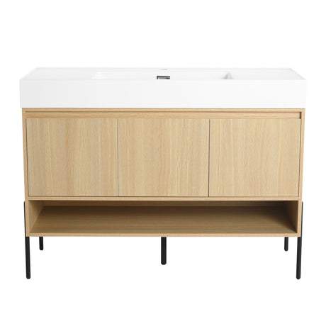 Modern Bathroom Vanity Combo With Single Resin Sink And Storage Cabinet