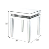 Lotus - 20" End Table - Mirrored & Faux Ice Cube Crystals