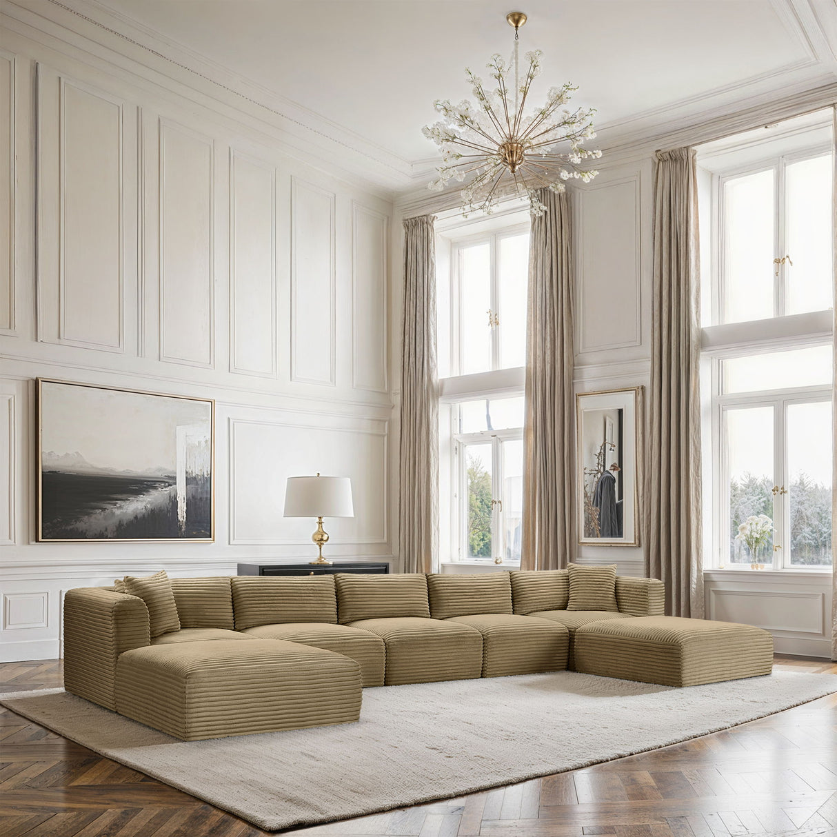 Shaggy - 7 Piece Modular Sectional With 2 Ottomans