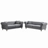 Chesterfield Velvet Upholstery Fabric Sofa With Roll Armrest & Nailhead, Mid Century Modern 3 And 3 Seater Couch