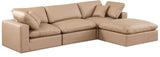 Comfy - 4 Piece Faux Leather Modular Sectional With Chaise - Tan