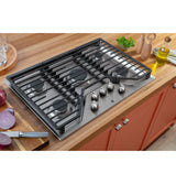 GE JGP5030SLSS - 30 in. 5-Burner Natural Gas Cooktop with Simmer Burner, Power Burner and Dishwasher Safe Grates - Stainless Steel