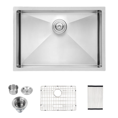 Modern Undermount Stainless Steel Kitchen Sink 16 Gauge, Deep Single Bowl