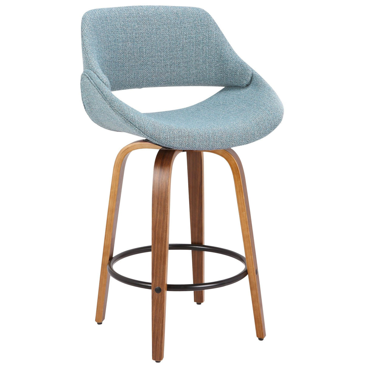 Fabrizzi - Mid-Century Modern Counter Stool - Walnut Frame