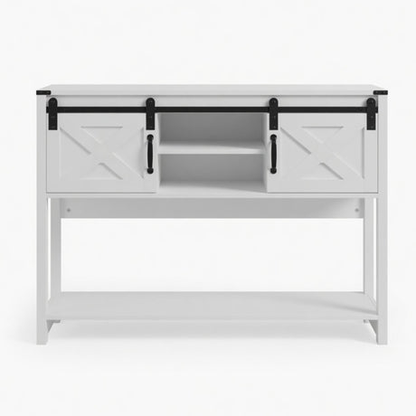 Farmhouse Entryway Table With Sliding Barn Door