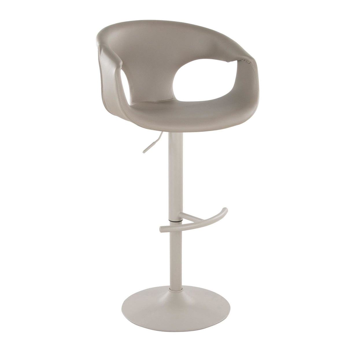 Curvo - Adjustable Barstool With Rounded T Footrest (Set of 2) - Pearl Gray Metal