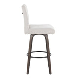 Hannah - Fixed-Height Barstool With Swivel And Round Black Metal Footrest (Set of 2) - Walnut Glazed Wood