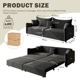 King Pull Out Sofa Bed, 3-In-1 Convertible Bed With 3 Pillows