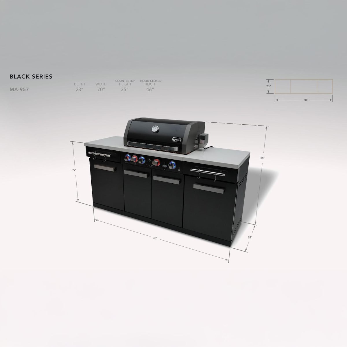 Mont Alpi Compact Series 6 Ft Propane Outdoor Kitchen Island in Black Stainless Steel - MA-957