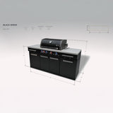 Mont Alpi Compact Series 6 Ft Natural Gas Outdoor Kitchen Island in Black Stainless Steel - MA-957