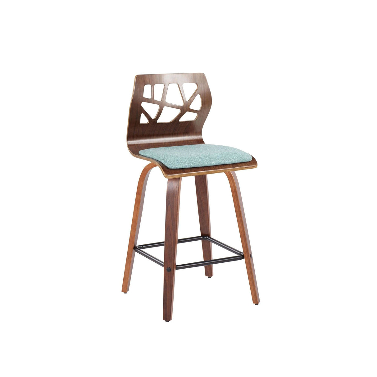 Folia - Fixed Height Swivel Counter Stool (Set of 2) - Walnut Wood