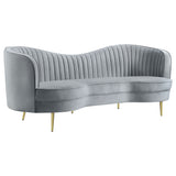 Reigha - Upholstered Sofa Lounge Furniture With Channel Tufted Backrest - Gray