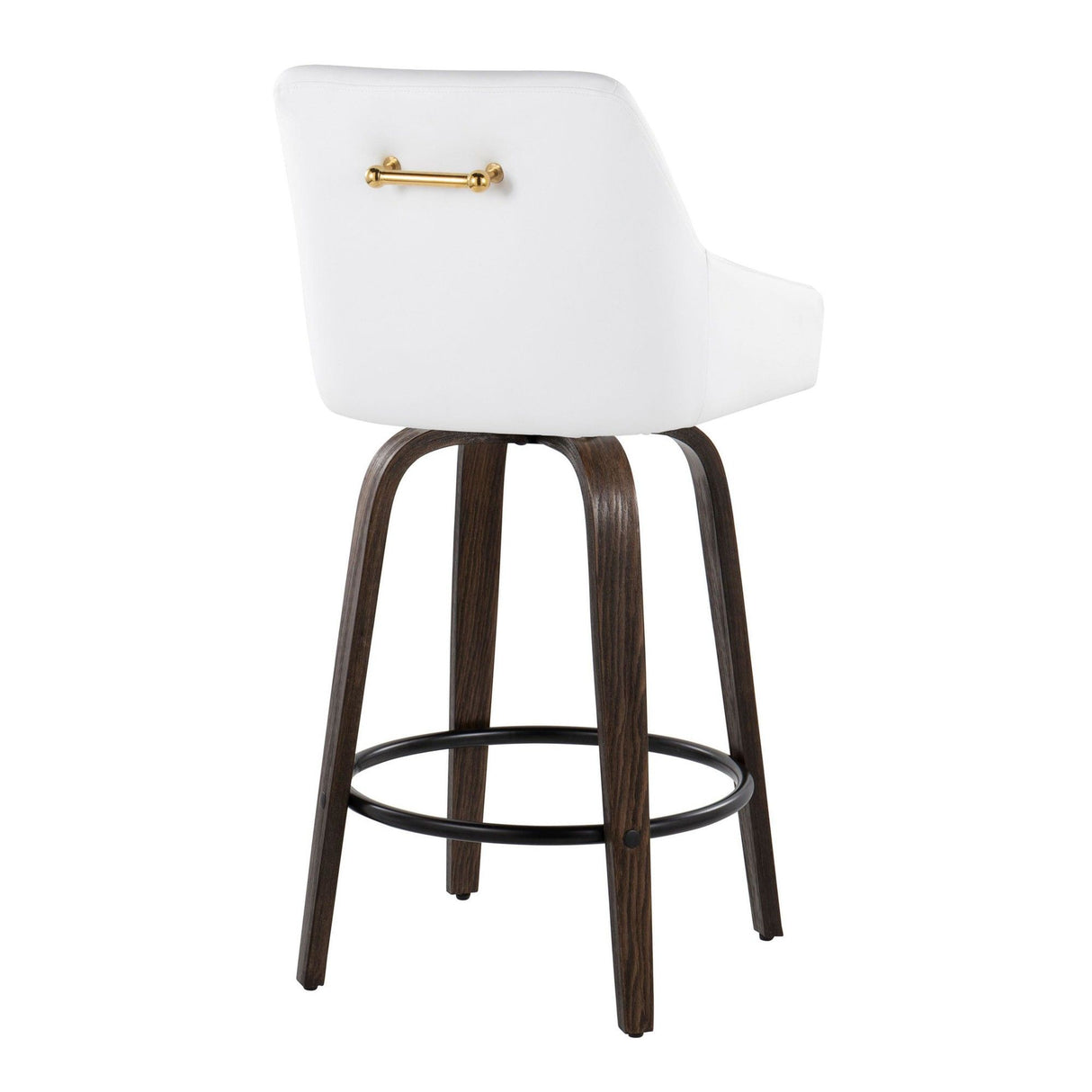 Hannah - 26" Fixed-Height Counter Stool With Swivel And Round Black Metal Footrest (Set of 2) - Walnut Glazed Wood