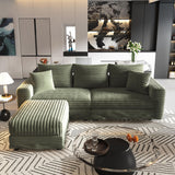 Convertible Deep Seat Sofa With Soft Pillows And Ottomans
