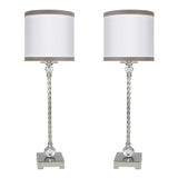Clarity - Metal Buffet Lamp (Set of 2) - Brushed Nickel, Clear Crystal