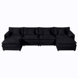 Modern Comfy Deep Seat Modular Sectional Sofa Cloud Couch With Ottoman