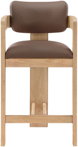Sacha - Vegan Leather Upholstered Counter Stool With Natural Base