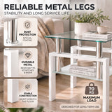 Modern Tempered Glass Tea Table, End Square Table For Living Room