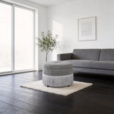Round Storage Ottoman With Tassel, Decorative Accent Pouf For Living Room