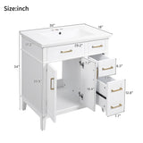 Modern Bathroom Vanity With Sink, Storage Cabinet, Soft Close Doors, Deep & Standard Drawers