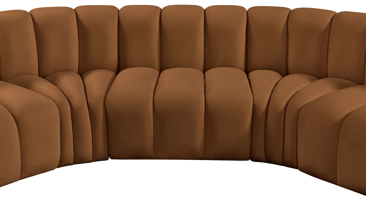 Arc - Velvet 8 Piece U-Shaped Modular Sofa - Saddle