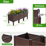 Raised Garden Beds Outdoor, Polypropylene Planter Boxes Outdoor For Vegetables, Flowers, Herbs, Garden Box With Drain Outlet, Heat And Frost Resistant Planters - Black / Brown